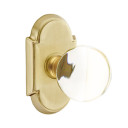 Emtek 8208-BL-US4 Bristol Crystal Door Knob Privacy Set With #8 Rosette Satin Brass