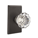 Emtek 7054-AS-FB Astoria Crystal Door Knob Dummy Set With Sandcast Bronze #3 Rosette Flat Black
