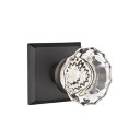 Emtek 7111-AS-FB Astoria Crystal Door Knob Passage Set With Sandcast Bronze #6 Rosette Flat Black