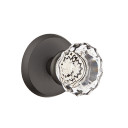 Emtek 7206-AS-FB Astoria Crystal Door Knob Privacy Set With Sandcast Bronze #2 Rosette Flat Black