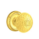 Emtek 8201-LN-US3 Lancaster Door Knob Privacy Set With Rope Rosette Polished Brass