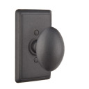 Emtek 7203-SV-FBS Savannah Door Knob Privacy Set With Wrought Steel #3 Rosette Flat Black Steel