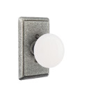 Emtek 7103-MI-SWS Madison Ivory Door Knob Passage Set With Wrought Steel #3 Rosette Satin Steel