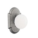 Emtek 7201-MI-SWS Madison Ivory Door Knob Privacy Set With Wrought Steel #1 Rosette Satin Steel