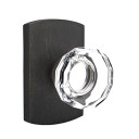 Emtek 7050-LW-MB Lowell Crystal Door Knob Dummy Set With Sandcast Bronze #4 Rosette Medium Bronze