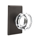 Emtek 7054-LW-FB Lowell Crystal Door Knob Dummy Set With Sandcast Bronze #3 Rosette Flat Black