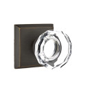 Emtek 7061-LW-MB Lowell Crystal Door Knob Dummy Set With Sandcast Bronze #6 Rosette Medium Bronze