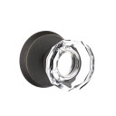 Emtek 7206-LW-MB Lowell Crystal Door Knob Privacy Set With Sandcast Bronze #2 Rosette Medium Bronze