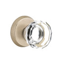 Emtek 7206-LW-TWB Lowell Crystal Door Knob Privacy Set With Sandcast Bronze #2 Rosette Tumbled White Bronze