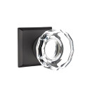 Emtek 7211-LW-FB Lowell Crystal Door Knob Privacy Set With Sandcast Bronze #6 Rosette Flat Black