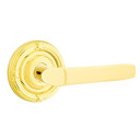 Emtek 8057-M-US3 Milano Door Lever Dummy Set With Ribbon & Reed Rosette Polished Brass