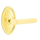 Emtek 8520-M-US3 Milano Door Lever Dummy Set With Oval Rosette Polished Brass