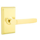 Emtek 8121-M-US3 Milano Door Lever Passage Set With Rectangular Rosette Polished Brass