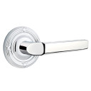 Emtek 8207-M-US26 Milano Door Lever Privacy Set With Ribbon & Reed Rosette Polished Chrome