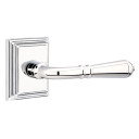 Emtek 8221-T-US26 Turino Door Lever Privacy Set With Rectangular Rosette Polished Chrome
