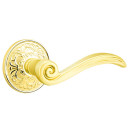 Emtek 8106-EN-US3 Elan Door Lever Passage Set With Lancaster Rosette Polished Brass