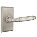 Emtek 8521-RBL-US15A Ribbon & Reed Door Lever Dummy Set With Rectangular Rosette Pewter