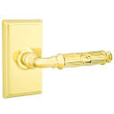Emtek 8521-RBL-US3 Ribbon & Reed Door Lever Dummy Set With Rectangular Rosette Polished Brass