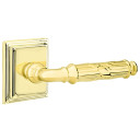 Emtek 8561-RBL-US3 Ribbon & Reed Door Lever Dummy Set With Wilshire Rosette Polished Brass