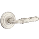 Emtek 8200-RBL-US15 Ribbon & Reed Door Lever Privacy Set With Regular Rosette Satin Nickel