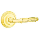 Emtek 8201-RBL-US3 Ribbon & Reed Door Lever Privacy Set With Rope Rosette Polished Brass