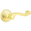 Emtek 8206-RL-US3 Rope Door Lever Privacy Set With Lancaster Rosette Polished Brass