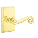 Emtek 8521-R-US3 Rustic Door Lever Dummy Set With Rectangular Rosette Polished Brass