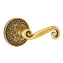 Emtek 8106-R-US7 Rustic Door Lever Passage Set With Lancaster Rosette French Antique