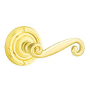 Emtek 8107-R-US3 Rustic Door Lever Passage Set With Ribbon & Reed Rosette Polished Brass