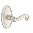 Emtek 8120-R-US15 Rustic Door Lever Passage Set With Oval Rosette Satin Nickel