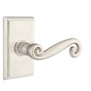 Emtek 8121-R-US15 Rustic Door Lever Passage Set With Rectangular Rosette Satin Nickel