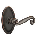 Emtek 8220-R-US10B Rustic Door Lever Privacy Set With Oval Rosette Oil Rubbed Bronze