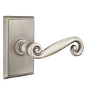 Emtek 8221-R-US15A Rustic Door Lever Privacy Set With Rectangular Rosette Pewter