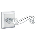 Emtek 8231-R-US26 Rustic Door Lever Privacy Set With Quincy Rosette Polished Chrome