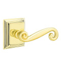 Emtek 8261-R-US3 Rustic Door Lever Privacy Set With Wilshire Rosette Polished Brass