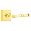 Emtek 8531-SF-US3 Santa Fe Door Lever Dummy Set With Quincy Rosette Polished Brass