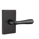 Emtek 5212-BA-US19 Basel Door Lever Privacy Set With Modern Rectangular Rosette Flat Black