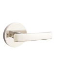 Emtek 5209-GV-US14 Geneva Door Lever Privacy Set With Disk Rosette Polished Nickel