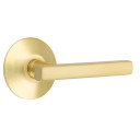 Emtek 5207-FRL-US4 Freestone Door Lever Privacy Set With Modern Rosette Satin Brass