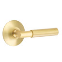 Emtek 5207-MYL-US4 Myles Door Lever Privacy Set With Modern Rosette Satin Brass