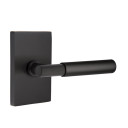 Emtek 5212-MYL-US19 Myles Door Lever Privacy Set With Modern Rectangular Rosette Flat Black