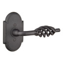 Emtek 7051-L-FBS Lafayette Door Lever Dummy Set With Wrought Steel #1 Rosette Flat Black Steel