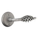 Emtek 7202-L-SWS Lafayette Door Lever Privacy Set With Wrought Steel #2 Rosette Satin Steel