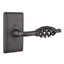 Emtek 7203-L-FBS Lafayette Door Lever Privacy Set With Wrought Steel #3 Rosette Flat Black Steel