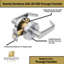 Dynasty Hardware AUG-30-26D Grade 2 Commercial Duty Passage Lever, ADA, Satin Chrome Finish