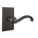 Emtek 7204-TT-FB Teton Sandcast Bronze Door Lever Privacy Set With #3 Rosette Flat Black Bronze