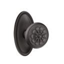 Emtek 70514-PT-FB Petal Lost Wax Door Knob Dummy Set With #14 Rosette Flat Black Bronze