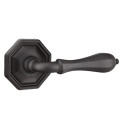 Emtek 72015-OCL-FB Octagon Lost Wax Door Lever Privacy Set With #15 Rosette Flat Black Bronze