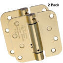 Dynasty Hardware 4" x 4" Mortise Spring Hinge with 5/8" Radius Corners, Satin Brass - Pack Of 2 Hinges