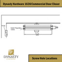Dynasty Hardware 1636-ALUM Grade 1 Door Closer, Size 3-6, Sprayed Aluminum